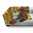 thumbnail image 3 of Fractal Soft Flannel Fleece Throw Blanket, Abstract Style Lion Portrait with Doodle Style Circle Wildlife Leader Image, Cozy Plush for Indoor and Outdoor Use, 70" x 90", Red Yellow, by Ambesonne, 3 of 6