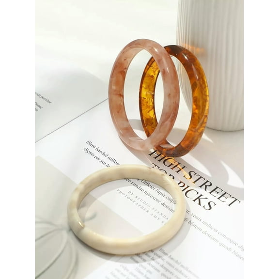 QQTDFG 3pcs Resin Bangle Bracelets Statement Bracelet Exaggerated Jewelry-default