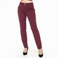 thumbnail image 2 of Arlun,Womens Elegant Straight Leg Casual Pants Solid Color Slim Fit Basic Pant Zipper Button Closure Lounge Trousers with Pockets Wine XXL, 2 of 9