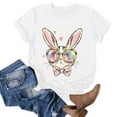 thumbnail image 4 of lcziwo on Sale Clearance Happy Easter Shirts for Women Novelty Graphic Tee Tops 2025 Summer Casual Round Neck Short Sleeve T-Shirt Vacation Outfits White S, 4 of 5
