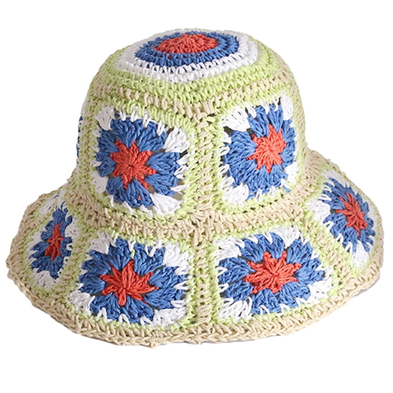 Hand Knit Boho Hollow Out Hat Crochet Bucket Hat Wide Brim  display picture 3