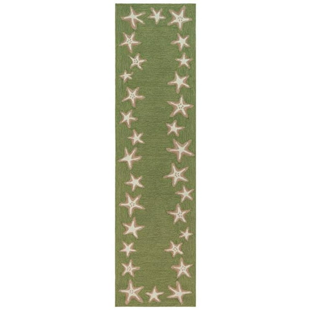 Trans-Ocean Imports CAPR8171006 24 in. x 8 ft. Liora Manne Capri Starfish Border Indoor & Outdoor Hand Tufted Rectangle Rug - Green