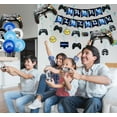 thumbnail image 6 of Video Game Party Supplies, Gaming Themed Birthday Party Decor for Boys and Gamer - Including Plates, Cups, Napkins, Tableware, Tablecloth, Cake Toppers, Hanging Swirls, Banners and Balloons Serves 20, 6 of 9