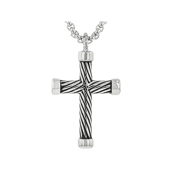 JTV Stainless Steel Cross Pendant With Chain