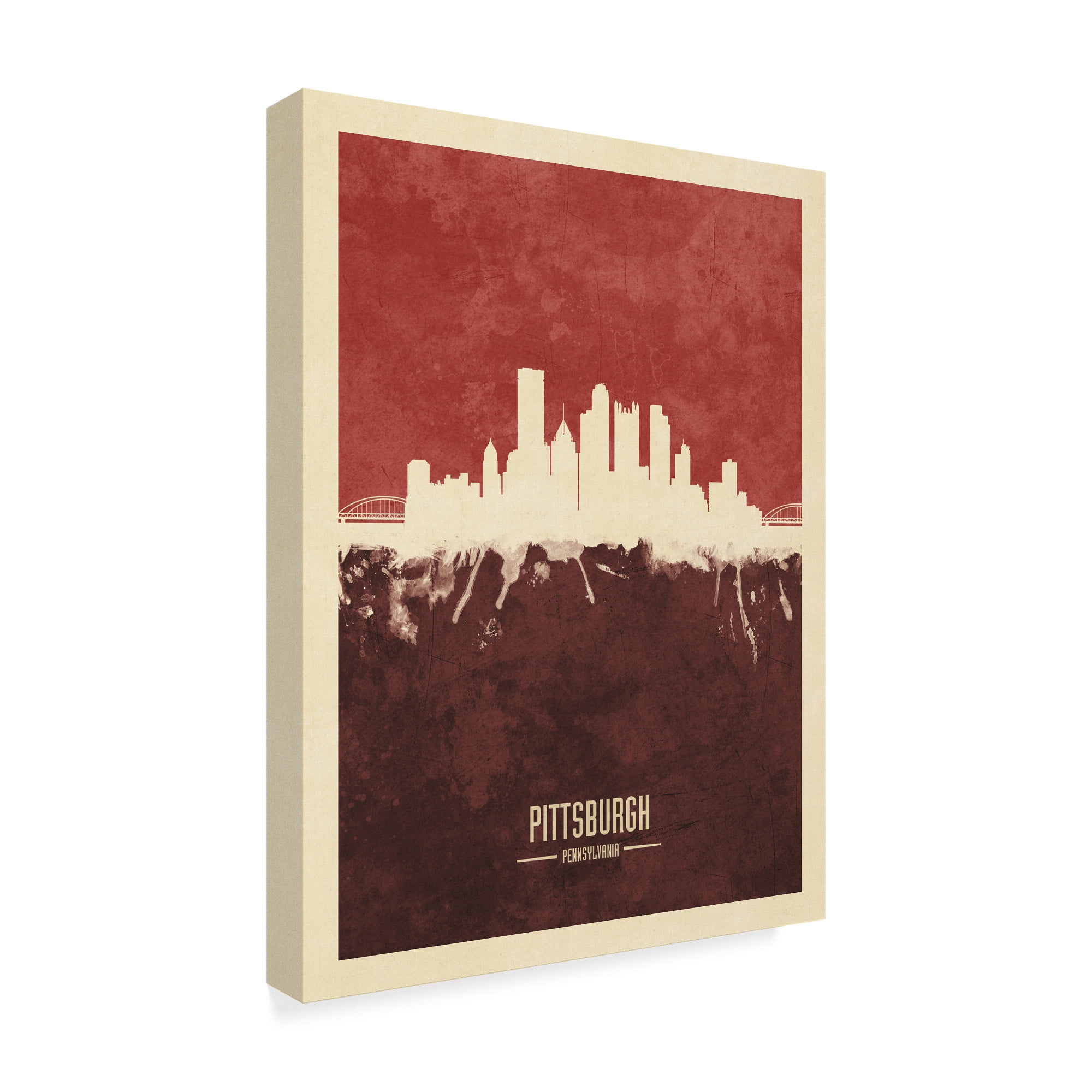 Trademark Fine Art 'Pittsburgh Pennsylvania Skyline Red II' Canvas Art by Michael Tompsett