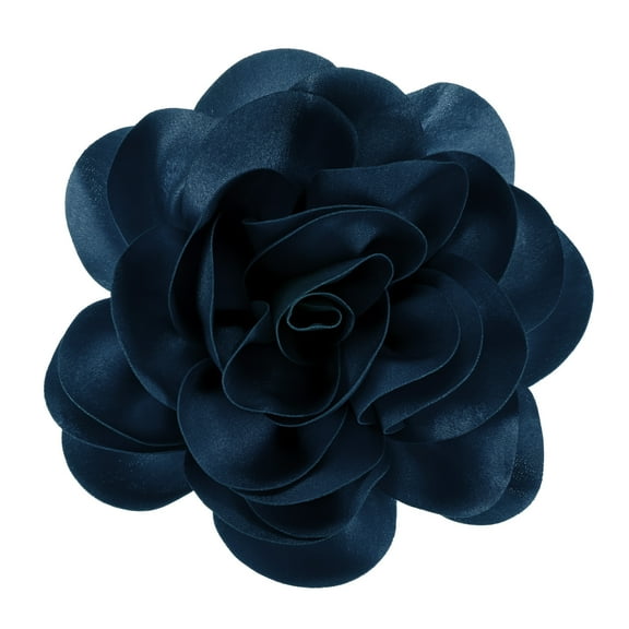 Extra Large Rose Flower Brooches, 7.87 Inch Lapel Pins Dainty Satin Fabric Big Camellia Flower Hair Clip For Women Wedding/Dance/Clothes/Accessories/Party [20cm, Navy]