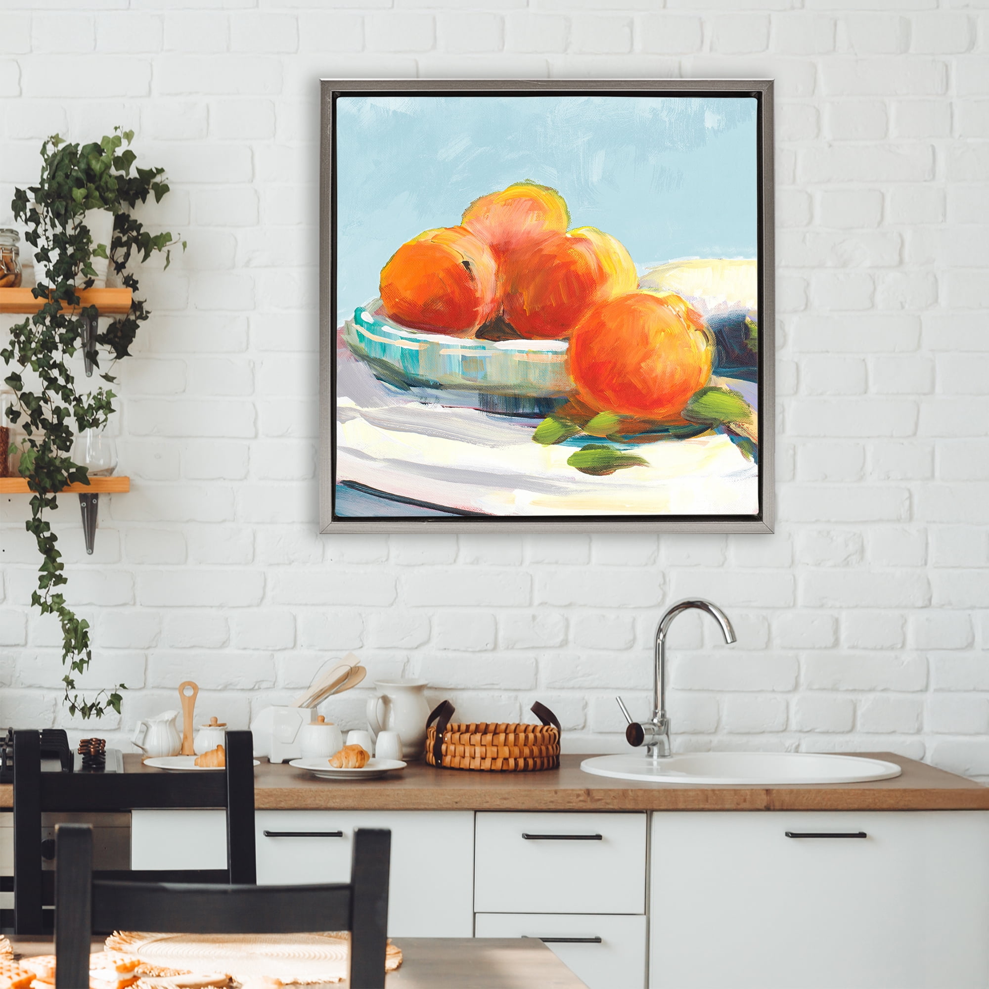 Stupell Industries Citrus Plantation Still Life Gray Framed Floater Canvas Wall Art, design by Jane Slivka