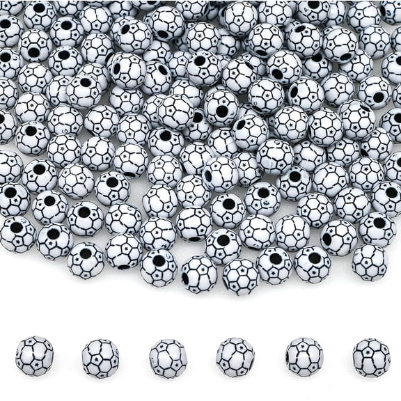 100pcs Soccer Football Bead for Jewelry Making Bracelet Keychain Necklace | Sport themed charm bead kit, bulk supplies for handmade DIY jewelry craft projects