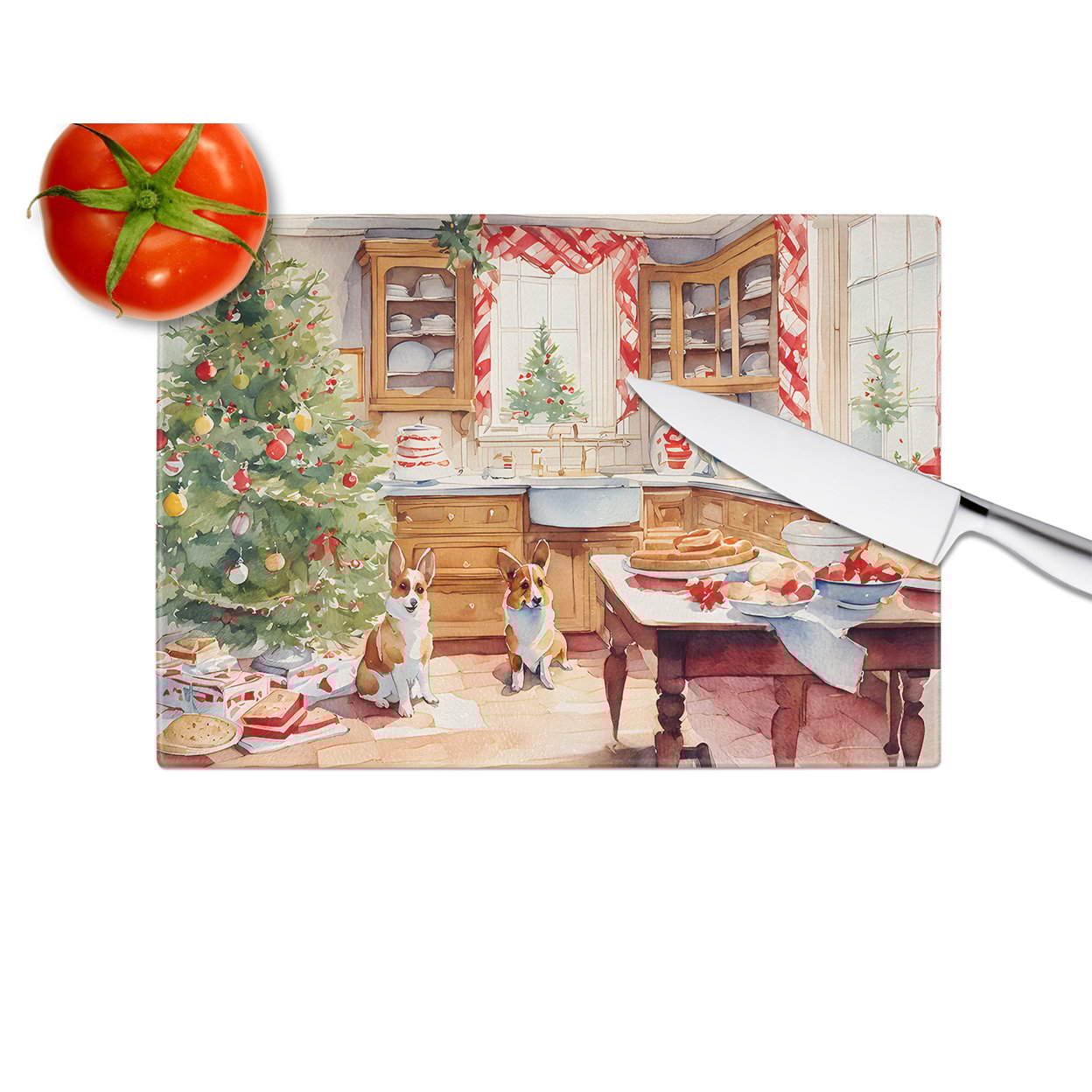 thumbnail image 4 of Carolines Treasures DAC3772LCB 15 x 12 in. Corgi Christmas Cookies Glass Cutting Board, 4 of 5