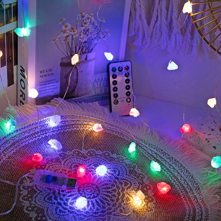 Natural Amethyst Decorative Lights Crystal String Lights,30LED ...