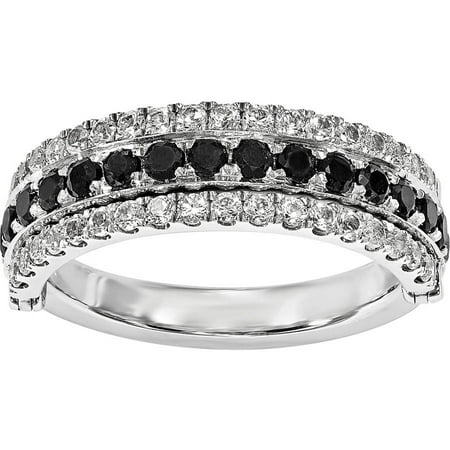Stackable Expressions Created White Sapphire and Black Sapphire Sterling Silver Flip Ring