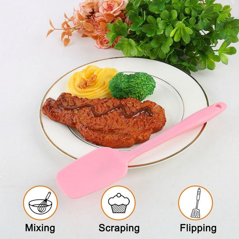 Kitchen Cooking Silicone Spatula Heat Resistant Flipping Rubber Turner Cooking Baking Pink, Size: 8.5 x 1.9, 1Pcs