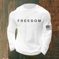 thumbnail image 2 of Letter Graphic T Shirts for Men Freedom Long Sleeve Tee Tops White S, 2 of 3