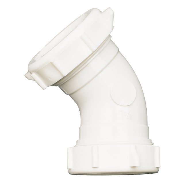Tubo de desagüe Elbow Plumb Pak PP55-7W, 45 grados, 1.5 pulgadas, blanco