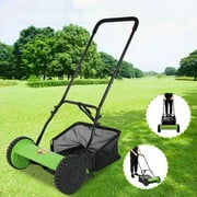 NiamVelo Push Lawn Mower 15-inch Manual Mower 2 WheelsPush Reel Mower with Grass Catcher, Green