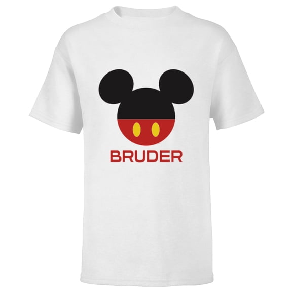 Disney Mickey Mouse Red Shorts Icon Bruder Family German- Short Sleeve T-Shirt for Kids - Customized-White