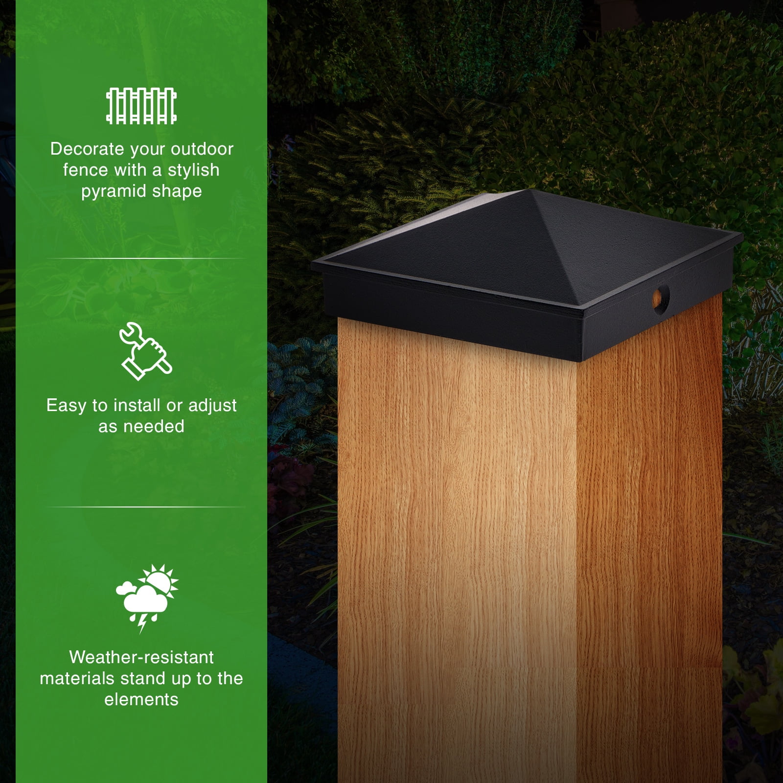 GreenLighting 12-Pack Brown Aluminum Pyramid Post Caps - Fits 4x4 Wood Posts (True 3.5"), Powder Coated, Waterproof Fence & Deck Cap Covers