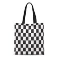 thumbnail image 1 of JSDART Canvas Tote Bag Checker Black and White Racing Checkered Pattern Flag Race Reusable Shoulder Grocery Shopping Bags Handbag, 1 of 1