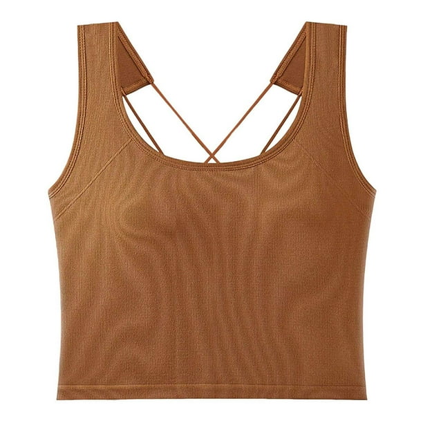 Camiseta sin mangas con relleno en el pecho para mujer: top corto, capa interior de cintura alta para verano