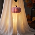 thumbnail image 4 of Outdoor Halloween Decorations, Cute Ghost Decor, Light Up Pumpkin Outdoor, Halloween Porch Decor, 20 Inch White Fabric Ghost with Pink Bow, Illuminated Interior, Porch Table, 4 of 5
