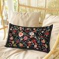 thumbnail image 4 of Watercolor Flowers Pillow Covers, Linen Long Throw Pillow Case, Farmhouse Floral Vintage Black Holiday Pillow Protector Decorative Cushion Cover for Living Room/Bedroom 16" x 24", 4 of 8
