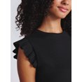 thumbnail image 4 of Time and Tru Women's Rib Ruffle Sleeve Top, Sizes XS-XXXL, 4 of 5