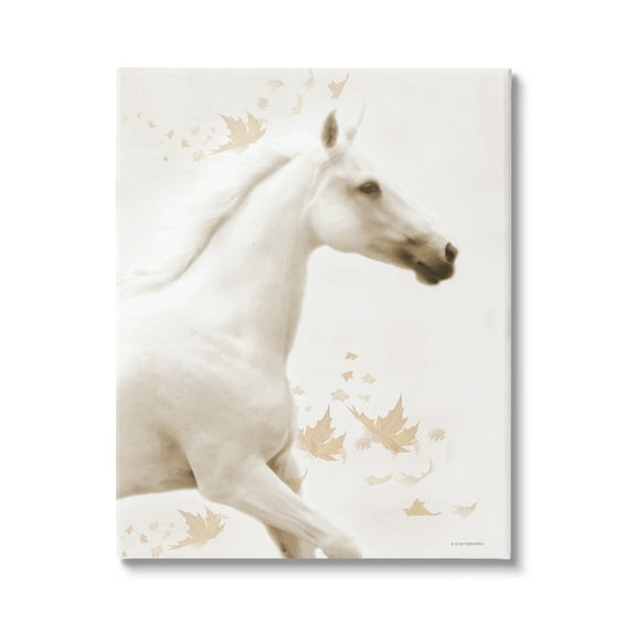 Stupell Industries Modern Horse & Leaves Animals & Insects Painting Gallery Wrapped Canvas Print Wall Art, 16 x 20