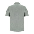 thumbnail image 4 of ZCFZJW Men's Linen Shirts Short Sleeve Casual Solid Color Shirts Button Down Shirt for Men Beach Summer Wedding Shirt with Pockets Gray M, 4 of 5