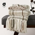 thumbnail image 4 of EVERGRACE Plaid Chenille Throw Blanket for Couch, Super Soft Cozy Decorative Farmhouse Plaid Throw with Tassels, Lightweight Chenille Knit Throw for Bed Sofa Gift Home Decor, Beige 50”x60”, 4 of 8