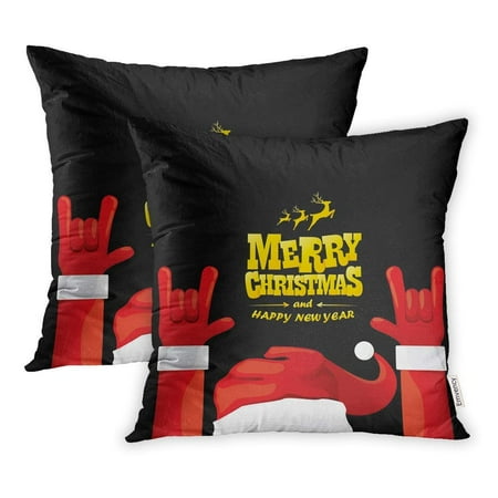 Arhome Santa Claus Hand Rock N Roll Gesture Red Hat Merry