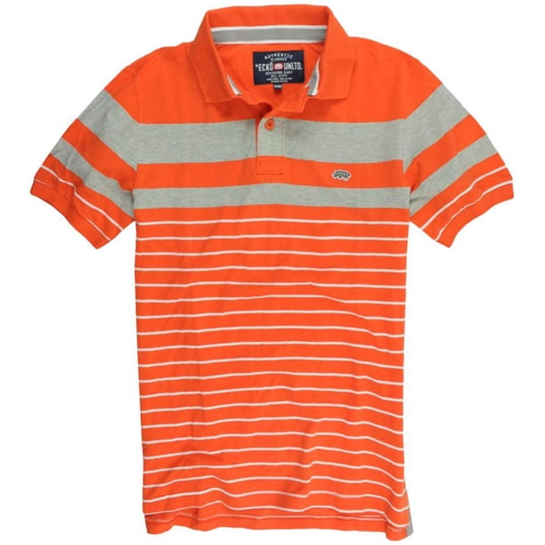 Ecko Unltd. Combo Strip Ss Knit Rugby Polo para hombre, naranja, XXX-Large