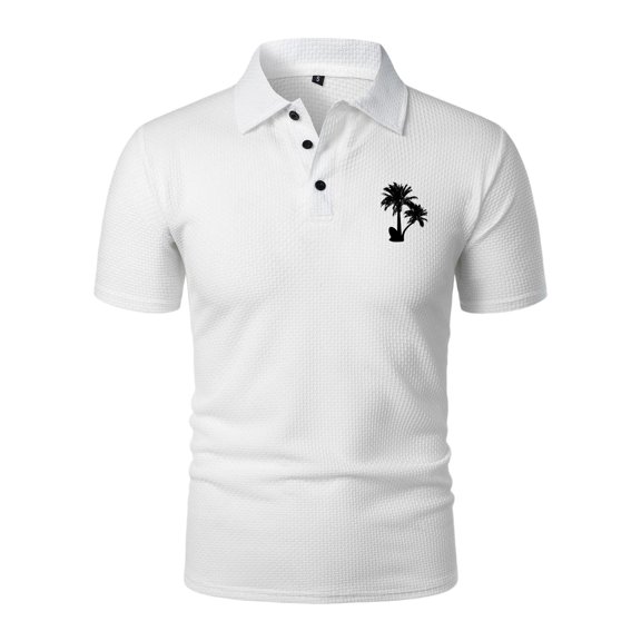 OIOLOYJM Hawaiian Golf Shirts for Men Short-Sleeve Mesh Casual Quick Dry Lightweight Polo Shirts Fashion Work Workout Collared T Shirts White L