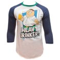 thumbnail image 2 of Family Guy Peter Griffin Heavy Drinker Men's White and Blue Raglan Baseball T-shirt, 2 of 2