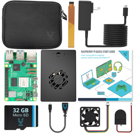 Vilros Raspberry Pi 5 Basic Starter Kit with Aluminum Alloy Pasive and Active Case (4GB)