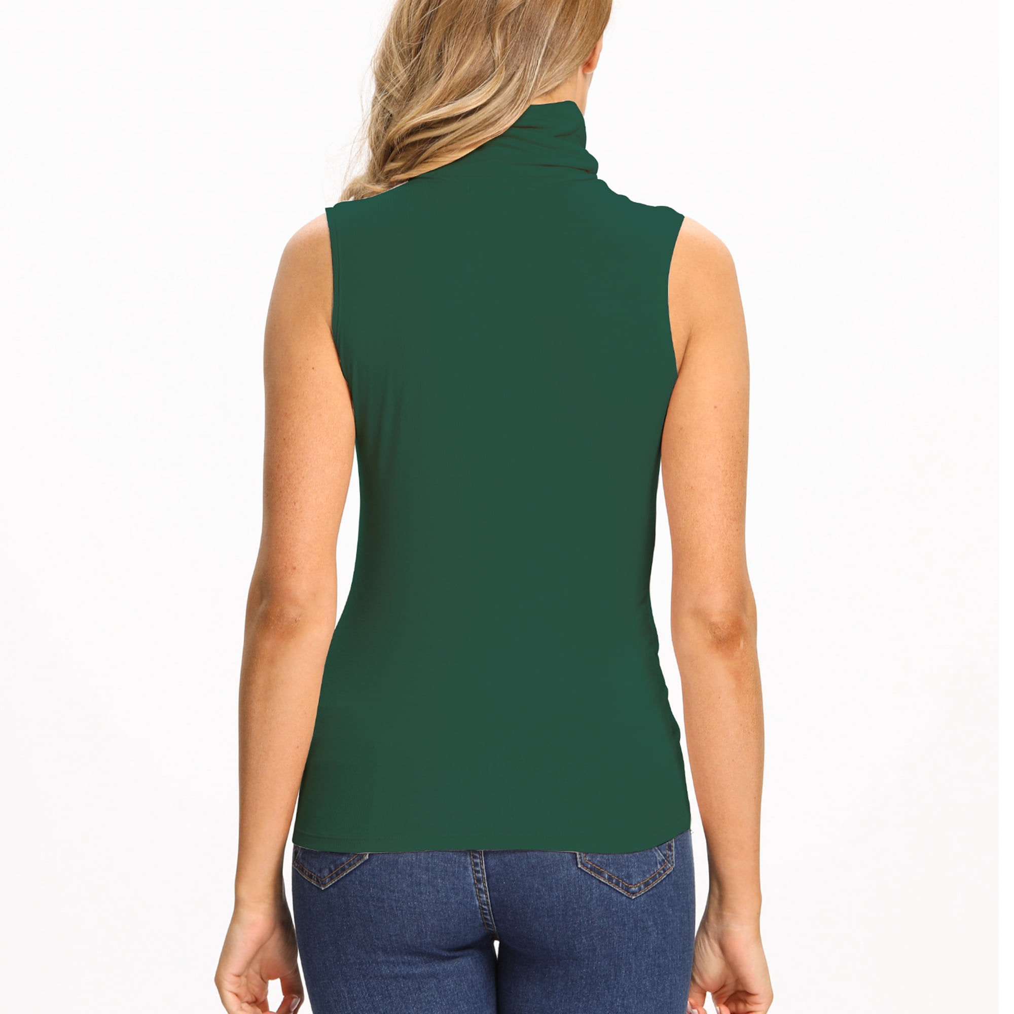 Womens Mock Turtleneck Tank Top Sleeveless SLim Fit Top Basic Solid Layer Shirt - image 5