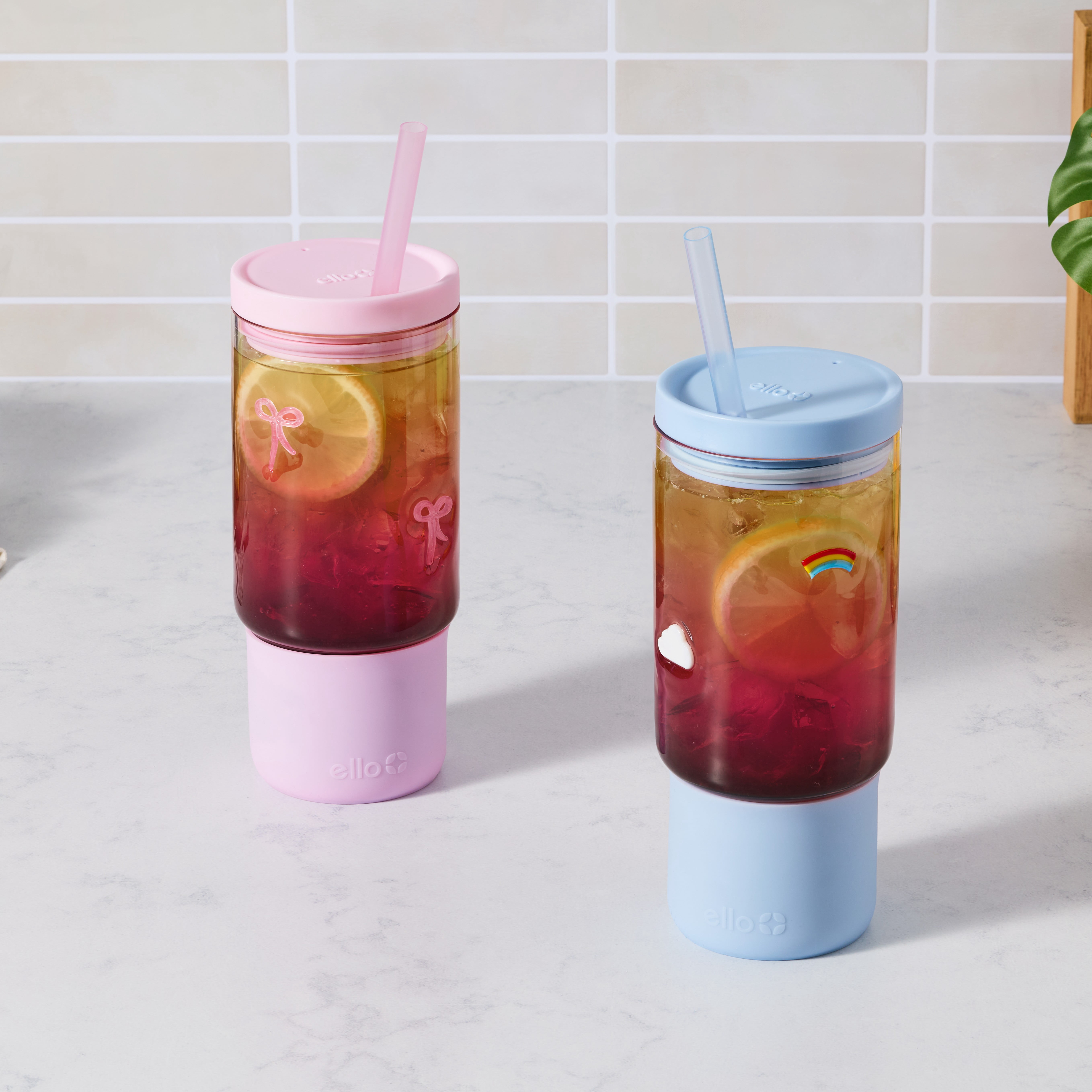Ello Charmed 18oz Glass Tumbler with Lid and Straw