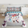 thumbnail image 2 of Homewish Bohemain Bull Skull Queen Comforter Set,Rustic Farmhouse Cabin Bedding Sets,Colorful Butterflies Vintage Aztec Bedding Comforter Set For Kids,Microfiber Bedroom Decor Reversible,3-Piece, 2 of 8