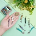 thumbnail image 3 of Llavero con dijes de cuentas de piedras preciosas naturales con cierre de langosta y colgante de flor de aleación., 3 of 9