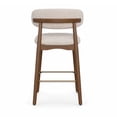 thumbnail image 4 of ClinQ 26 Inch Counter Height Bar Stools Set of 2, Teddy Fleece Upholstered Chairs with Rubber Wood Legs, Backrest and Gold Footrest, Beige, 4 of 10