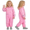 thumbnail image 2 of hengsof Girls Hooded Rain Suit Fashion Print Button Waterproof One Piece with Bib Pants Outdoor Anti Stain Coverall for Kids Ages 1-8, 2 of 6
