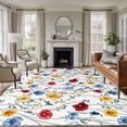 thumbnail image 2 of Spring Floral Large Area Rugs for Bedroom Living Room, Soft Non Slip Carpet Bedside Rug, Elegant Watercolor Botanical Flower Rectangular Floor Cover Kitchen Accent Rug 6'x9' for Dining Room/Office, 2 of 9