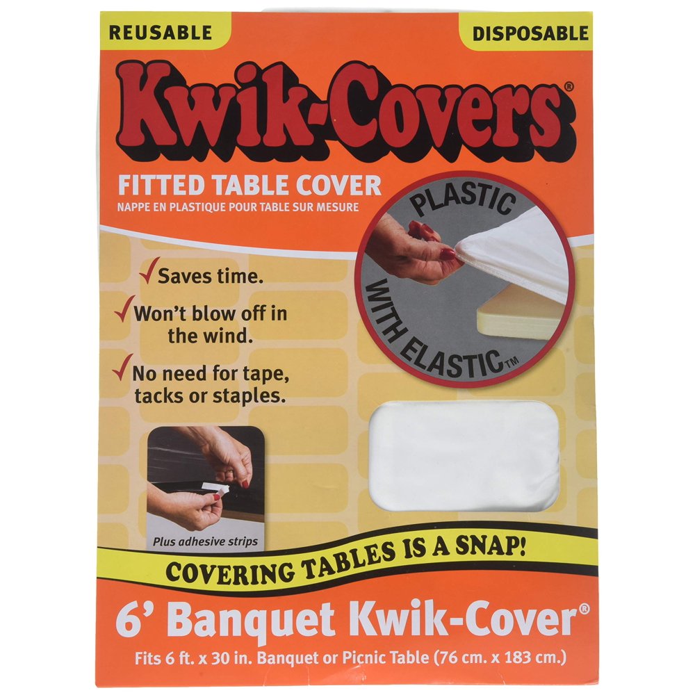Kwik Covers White Plastic Fitted Table Cover 6ft x 30in