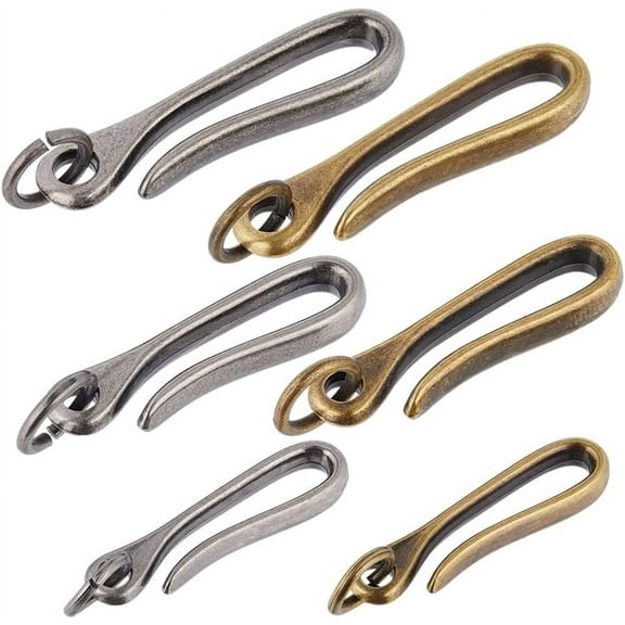 6Pcs U Shape Hook Keychain Japanese Fish Hook Key Chain Brass Solid Keychain Key Buckle Belt Wallet Clip Holder Wallet Holder Belt Clip for Women Men Chain Badge
