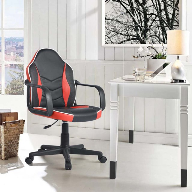 Topcobe Chaise de Jeu, Chaise de Course pour Ordinateur Ergonomique en Cuir, Chaise de Bureau Réglable en Hauteur, Rouge