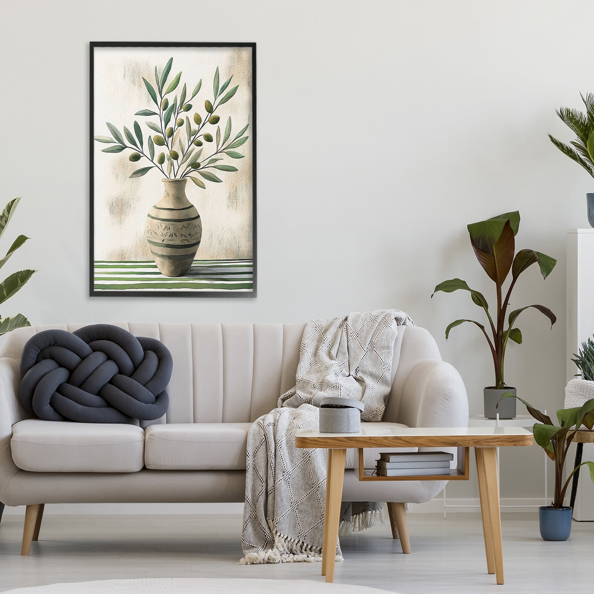 Stupell Industries Vase of Olive Branches Black Framed Giclee Art, design by Creative Studio