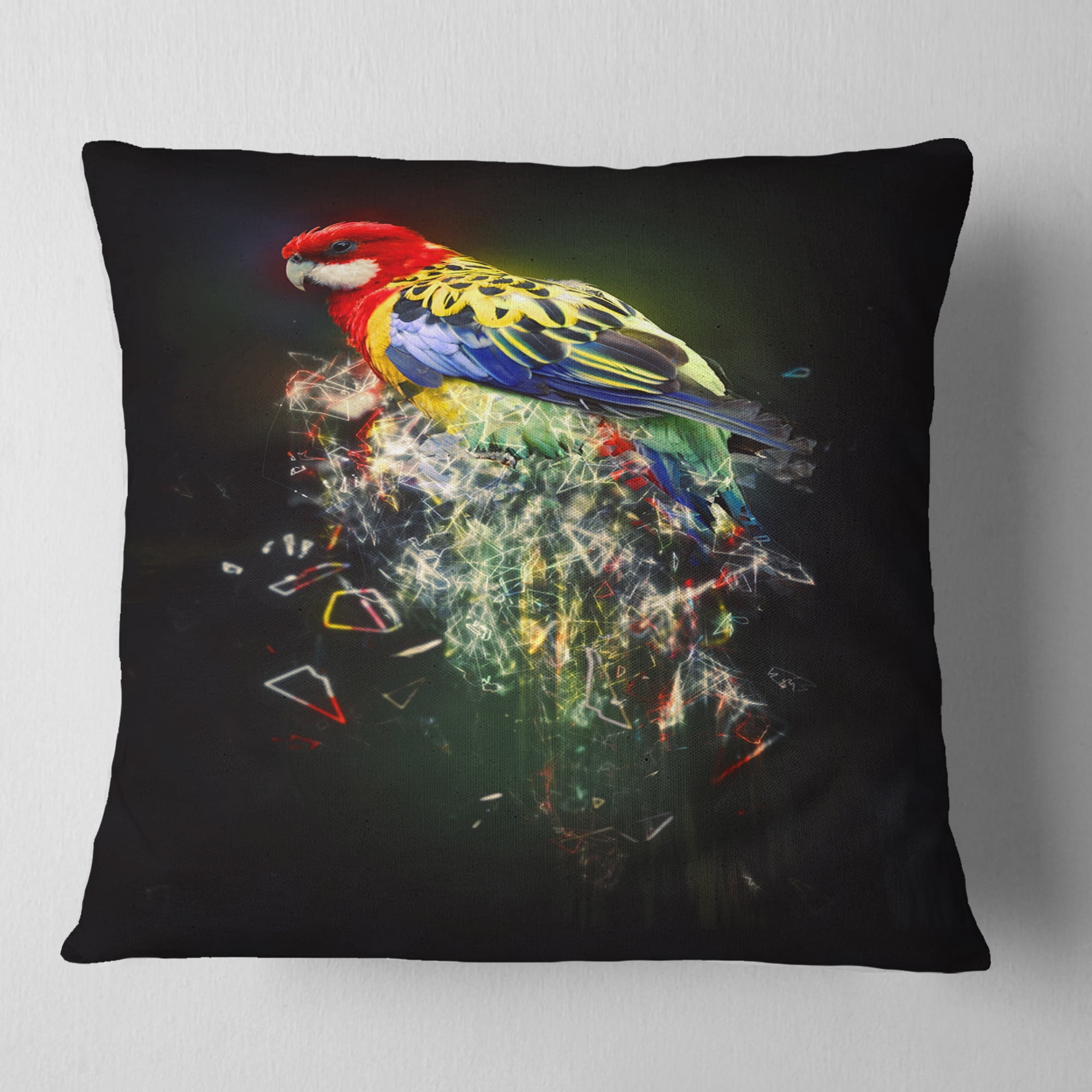 Designart Fantasy Parrot on Branch - Animal Throw Pillow - 18x18