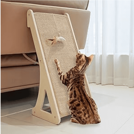 Cat Scratcher Sisal Cat Scratching Ramp L Shape Cat Scratch Pad for Indoor Cats 27 Wall Furniture Protector with Mouse Toy