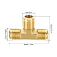 thumbnail image 2 of Uxcell 1/2" x 1/2" x 1/2" Brass Pipe Fitting Flare Tee Tube Fitting Pipe Adapter Connector with Nut, 2 of 5