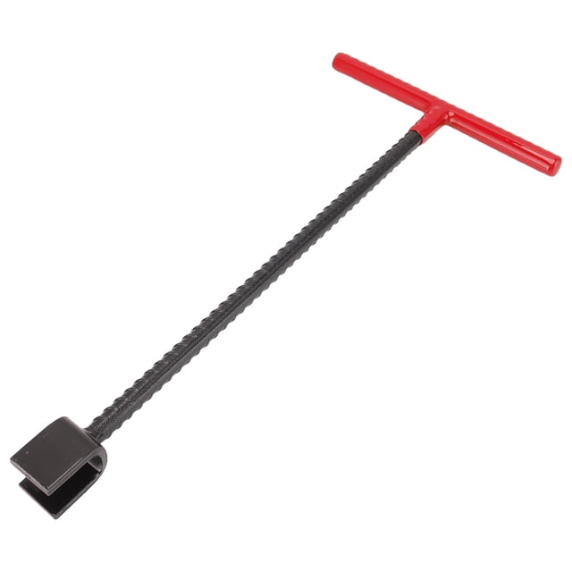 Heavy Duty 4-in-1 Steel Water Meter Key Wrench - Multi-Purpose T-Handle Valve Tool for Plumbing, Gas & Utility Boxes (Red)