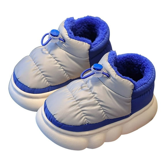 Otqutp Toddler Girls Boys Snow Boots Outdoor Warm Non Slip Indoor Warm Shoes Small Large Children's Winter Non Slip Shoes for Cold Weather Outdoor(Blue,3.5-4 Years)